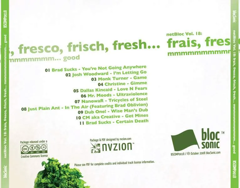 netBloc Vol. 18 Traycard for “netBloc Volume 18 (frais, fresco, frisch, fresh… mmmmmmmmmmm… good)” by Various Artists