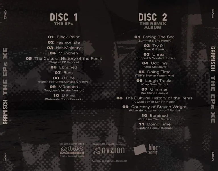 Album traycard for “The EPs XE” by Garmisch