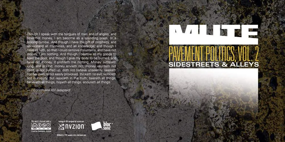Album insert for “Pavement Politics, Vol. 2 (Sidestreets & Alleys)” by MUTE