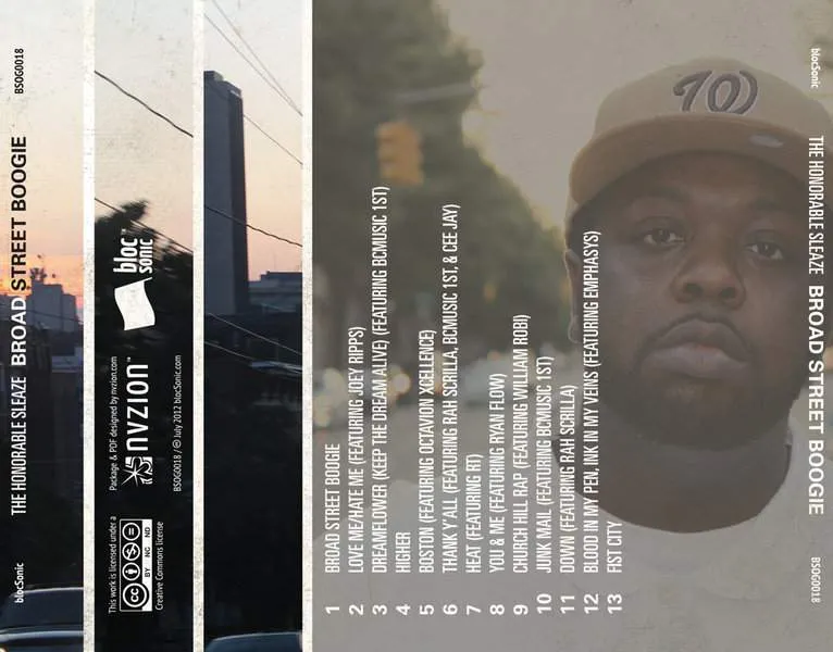 Album traycard for “Broad Street Boogie” by The Honorable Sleaze