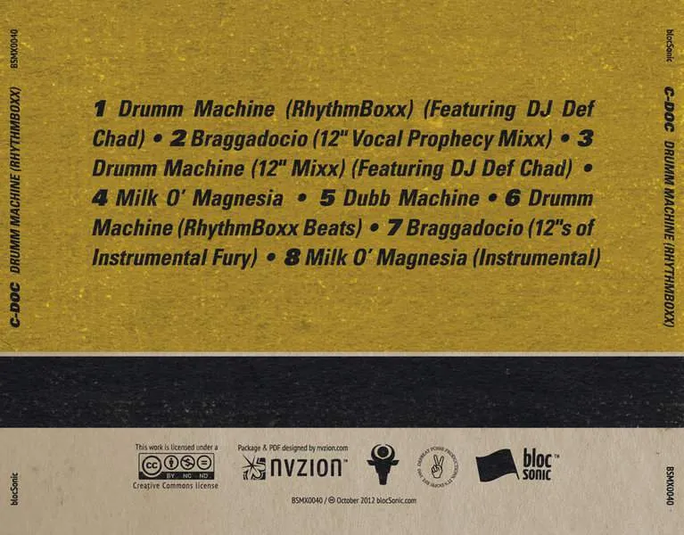 Album traycard for “Drumm Machine (RhythmBoxx) (Featuring DJ Def Chad)” by C-Doc