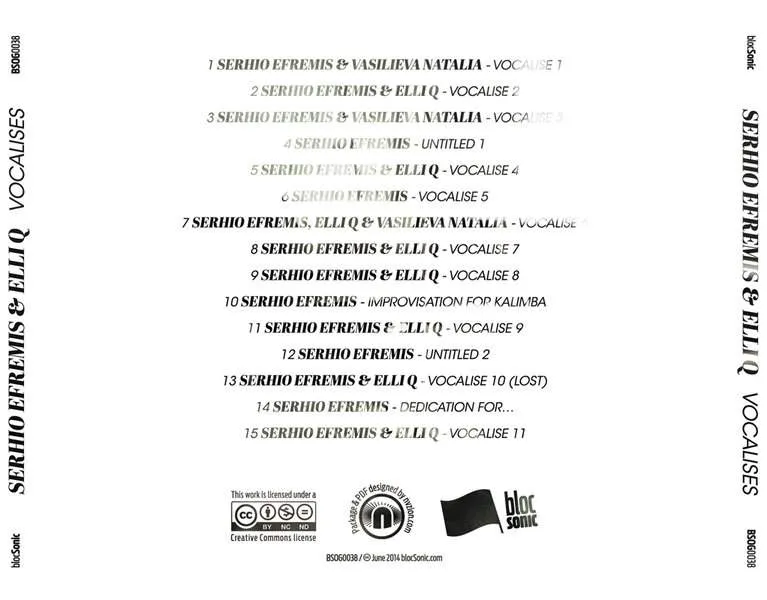 Album traycard for “Vocalises” by Serhio Efremis & Elli Q