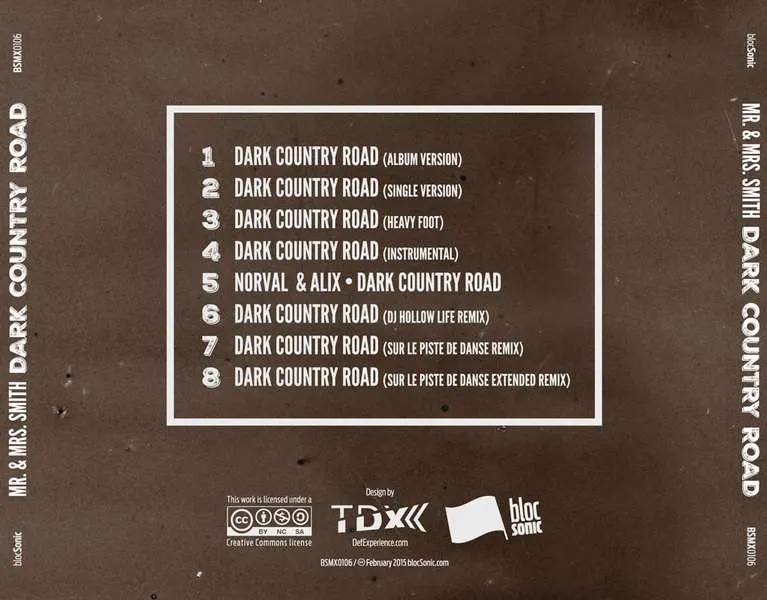 Album traycard for “Dark Country Road” by Mr. &amp; Mrs. Smith