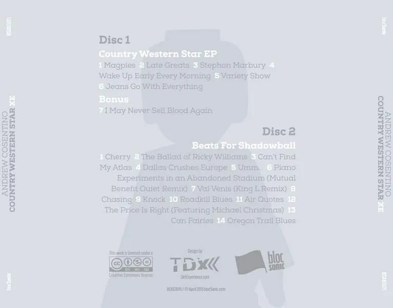Album traycard for “Country Western Star XE” by Andrew Cosentino