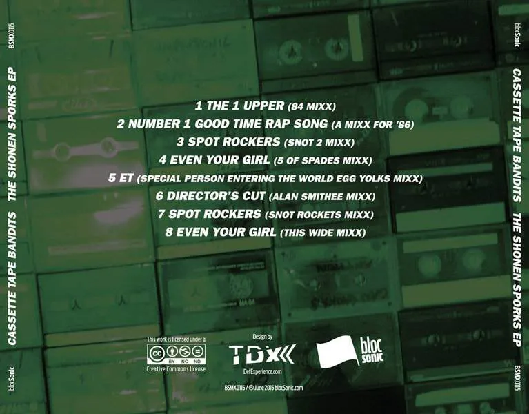 Album traycard for “The Shonen Sporks EP” by Cassette Tape Bandits