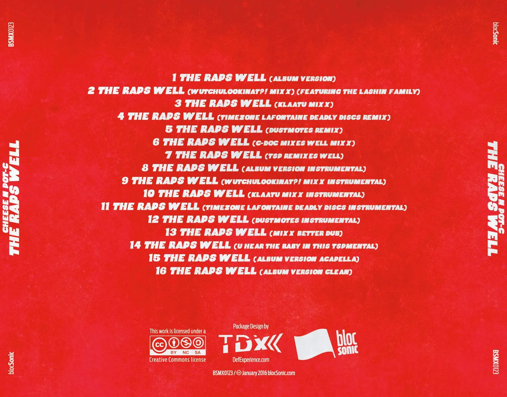 Album traycard for “The Raps Well” by Cheese N Pot-C