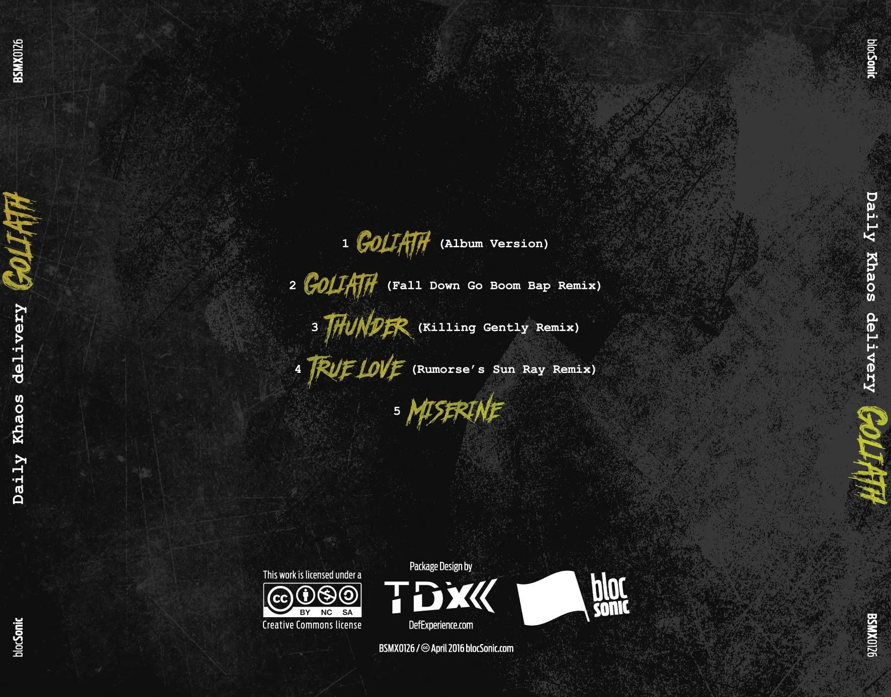 Album traycard for “Goliath” by Daily Khaos delivery