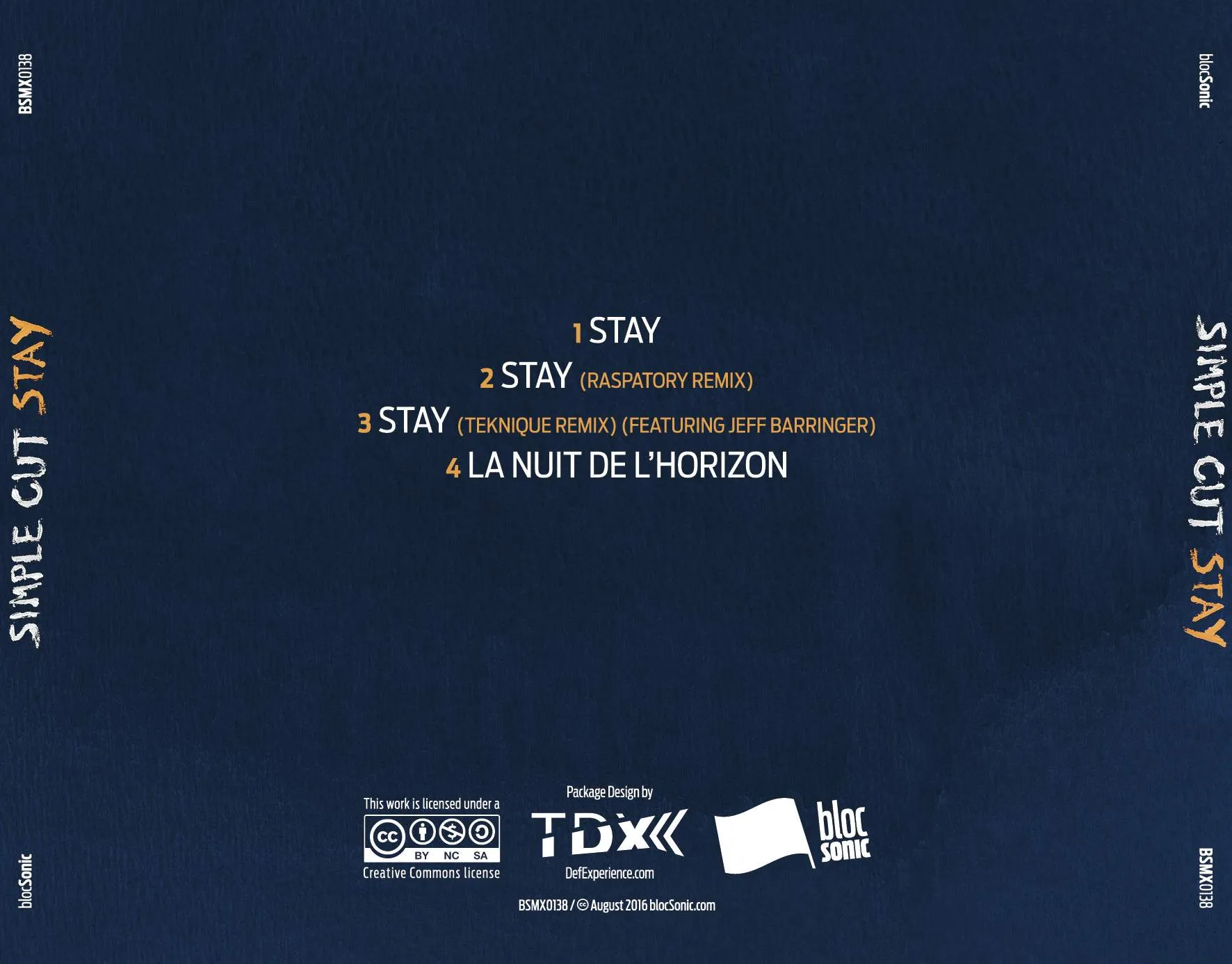 Album traycard for “Stay” by Simple CUT