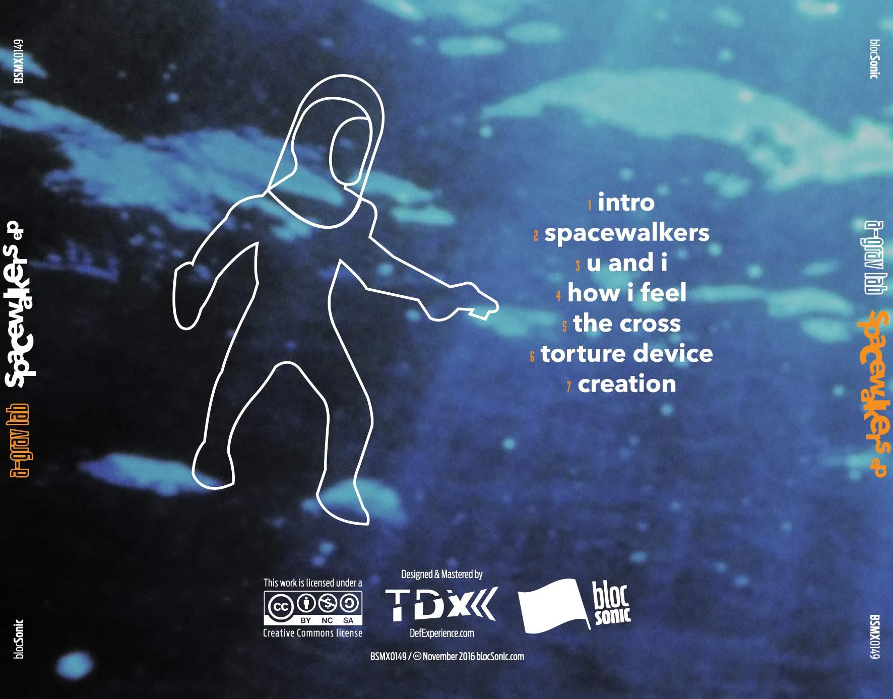 Album traycard for “Spacewalkers EP” by A-Grav Lab