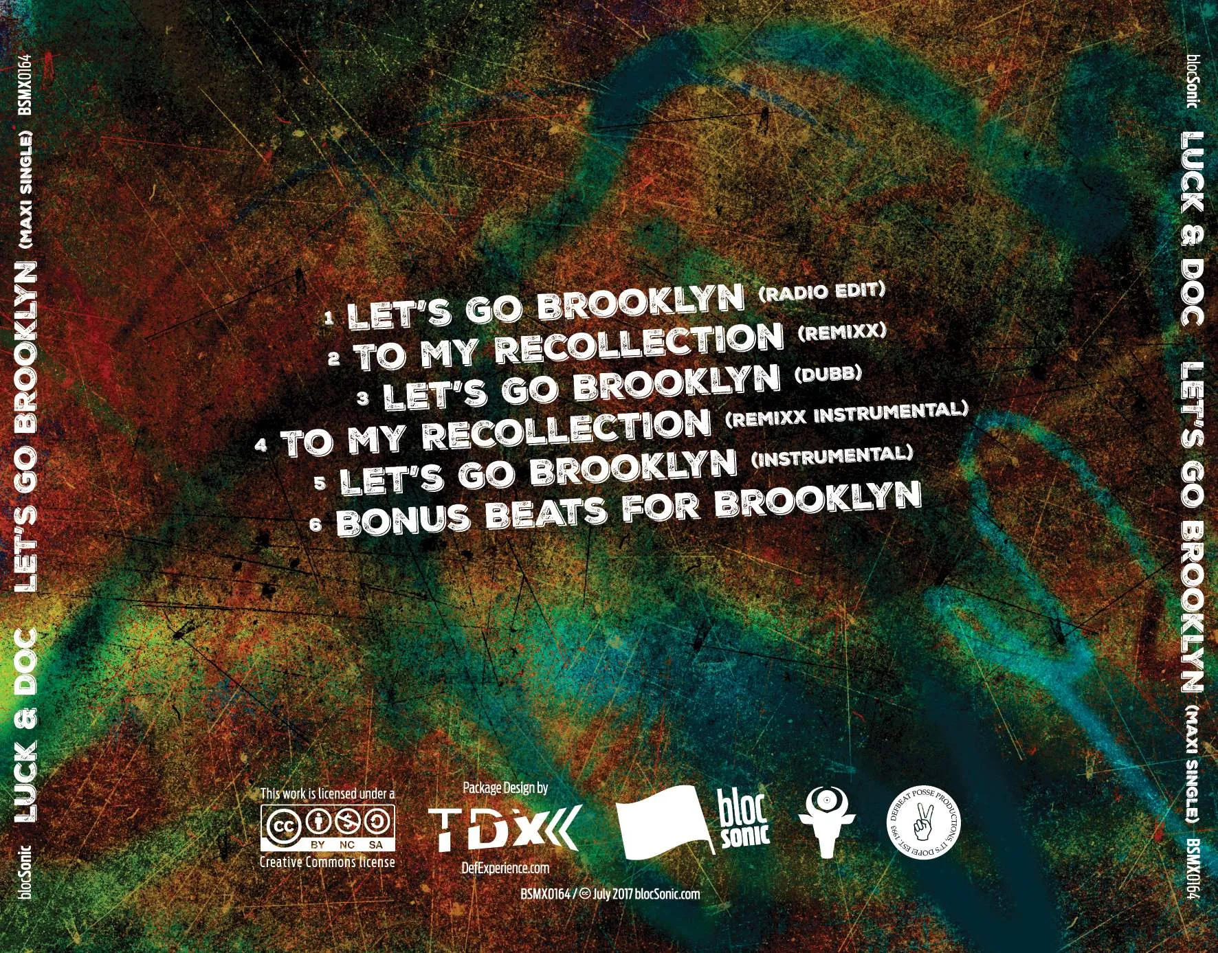 Album traycard for “Let’s Go Brooklyn (Maxi Single)” by Luck &amp; Doc
