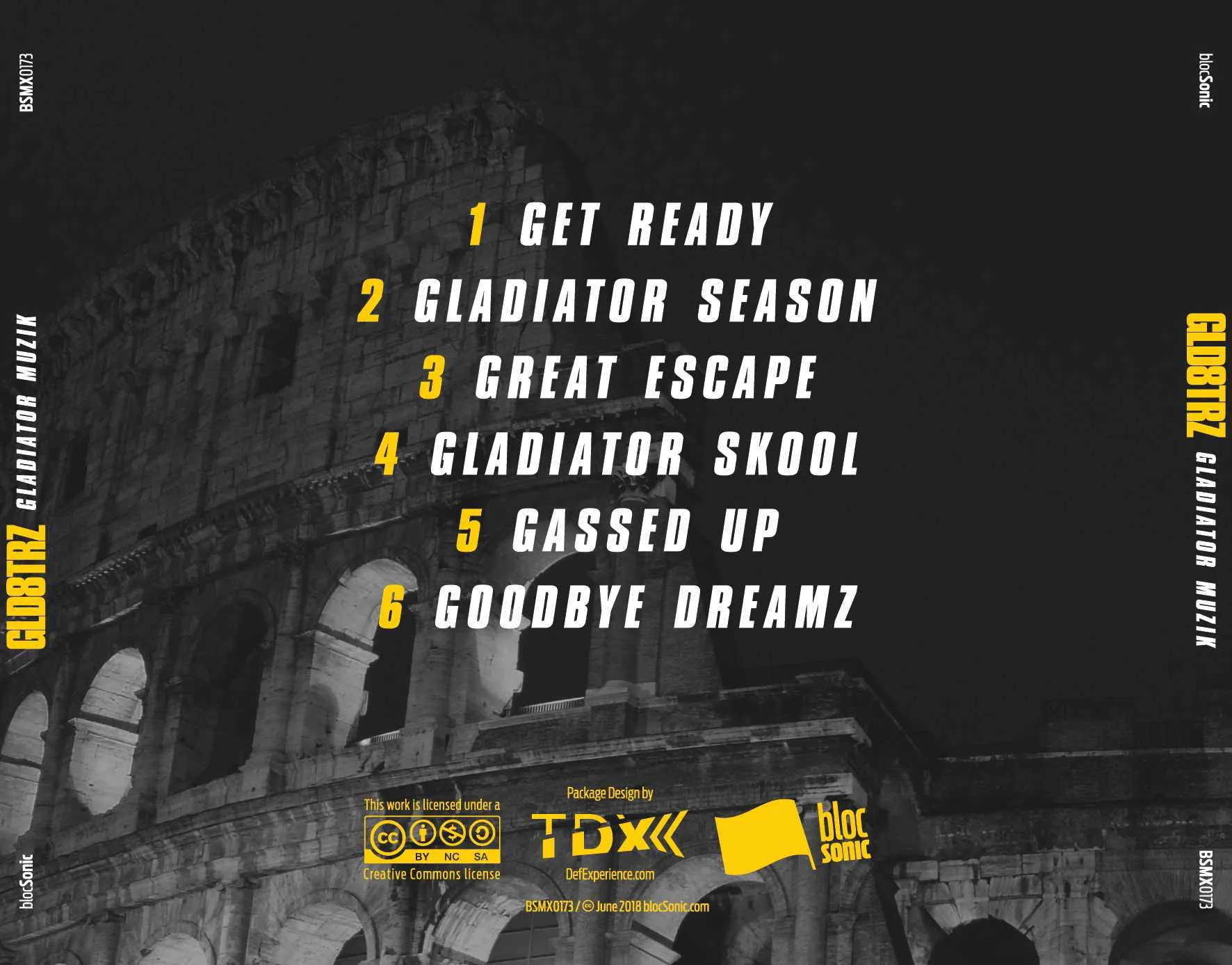 Album traycard for “Gladiator Muzik” by GLD8TRZ