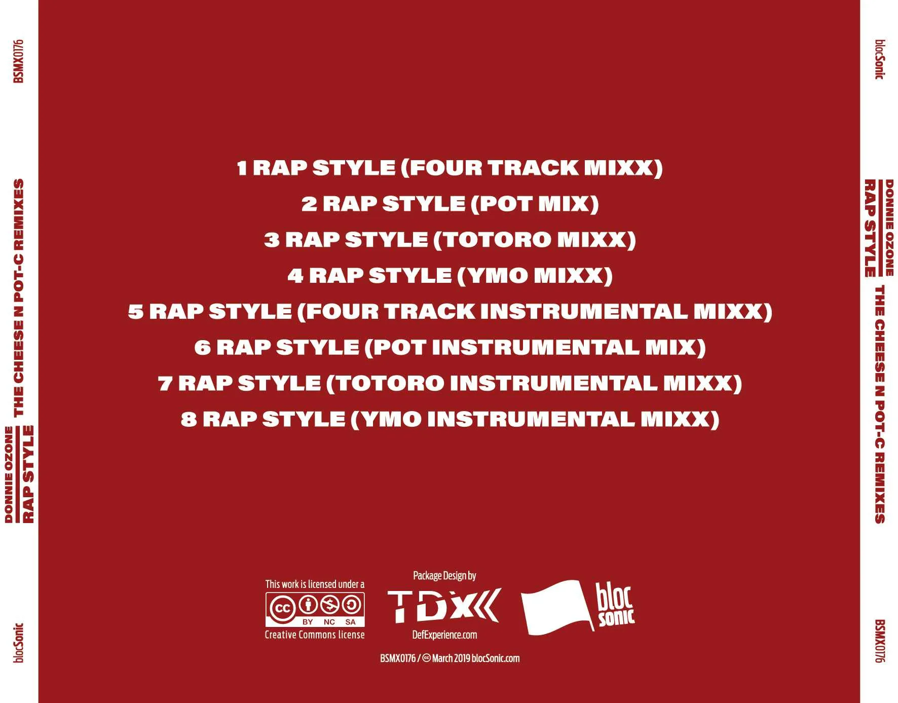 Album traycard for “Rap Style (The Cheese N Pot-C Remixes)” by Donnie Ozone