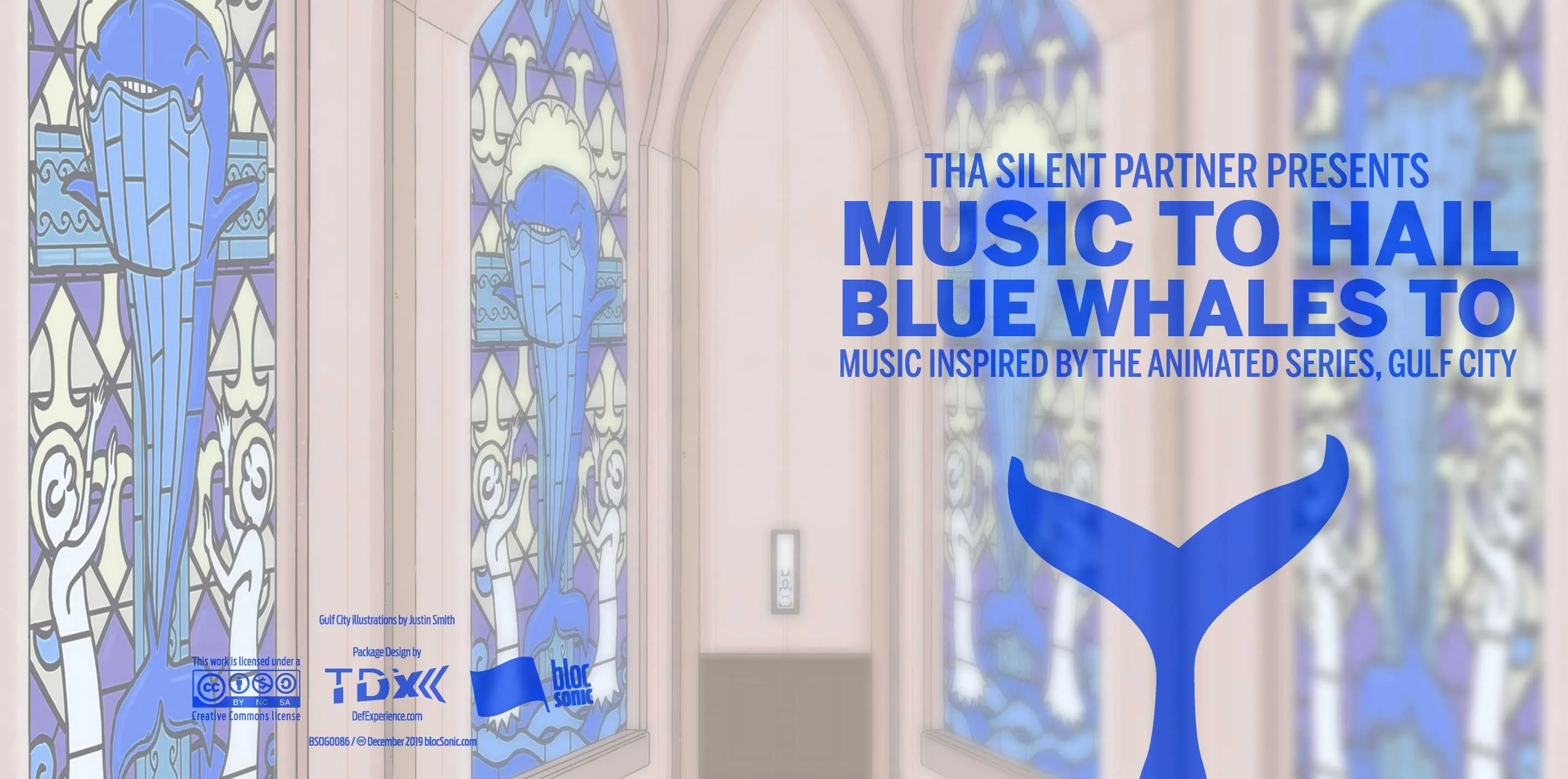 Album insert for “Music To Hail Blue Whales To (Music Inspired By The Animated Series, Gulf City)” by Tha Silent Partner