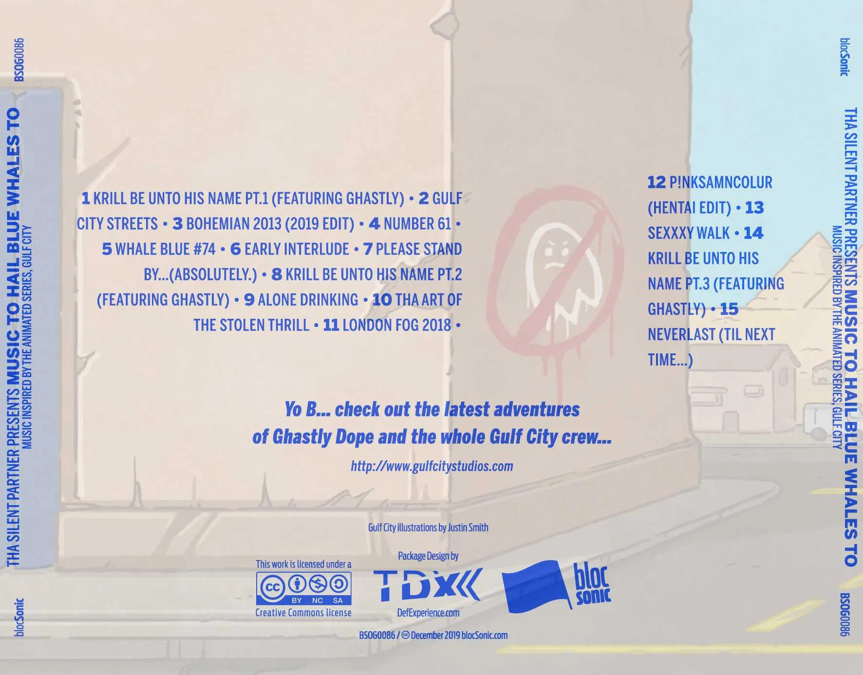 Album traycard for “Music To Hail Blue Whales To (Music Inspired By The Animated Series, Gulf City)” by Tha Silent Partner