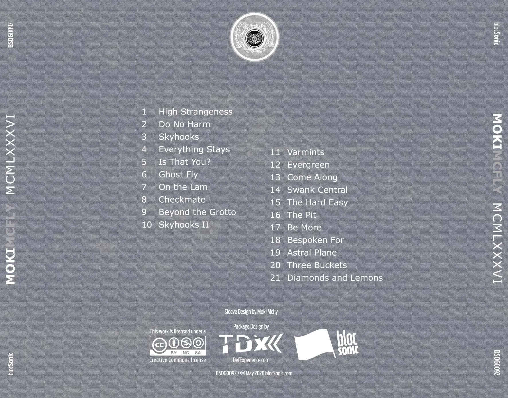 Album traycard for “MCMLXXXVI” by Moki Mcfly