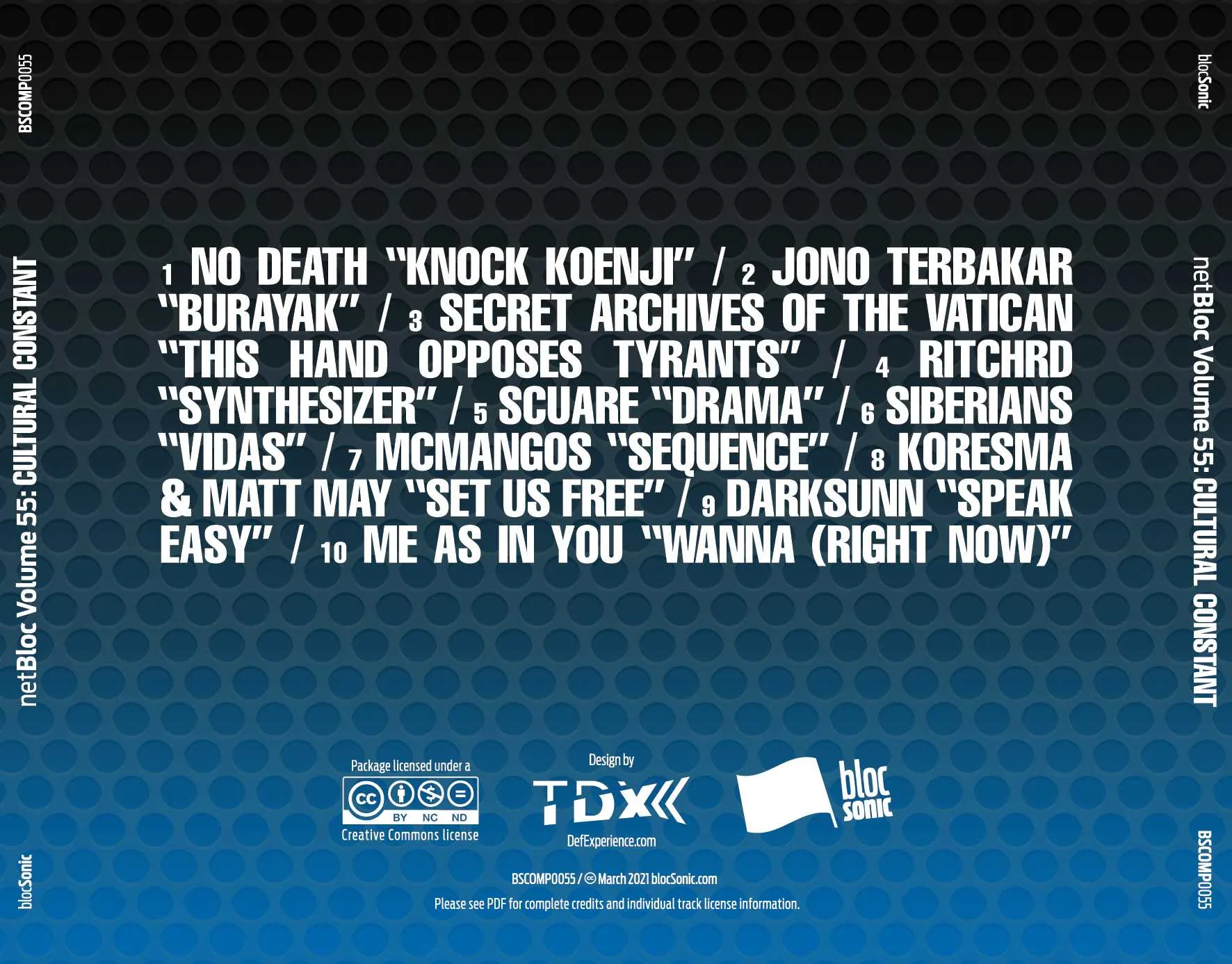 Album traycard for “netBloc Vol. 55: Cultural Constant” by Various Artists