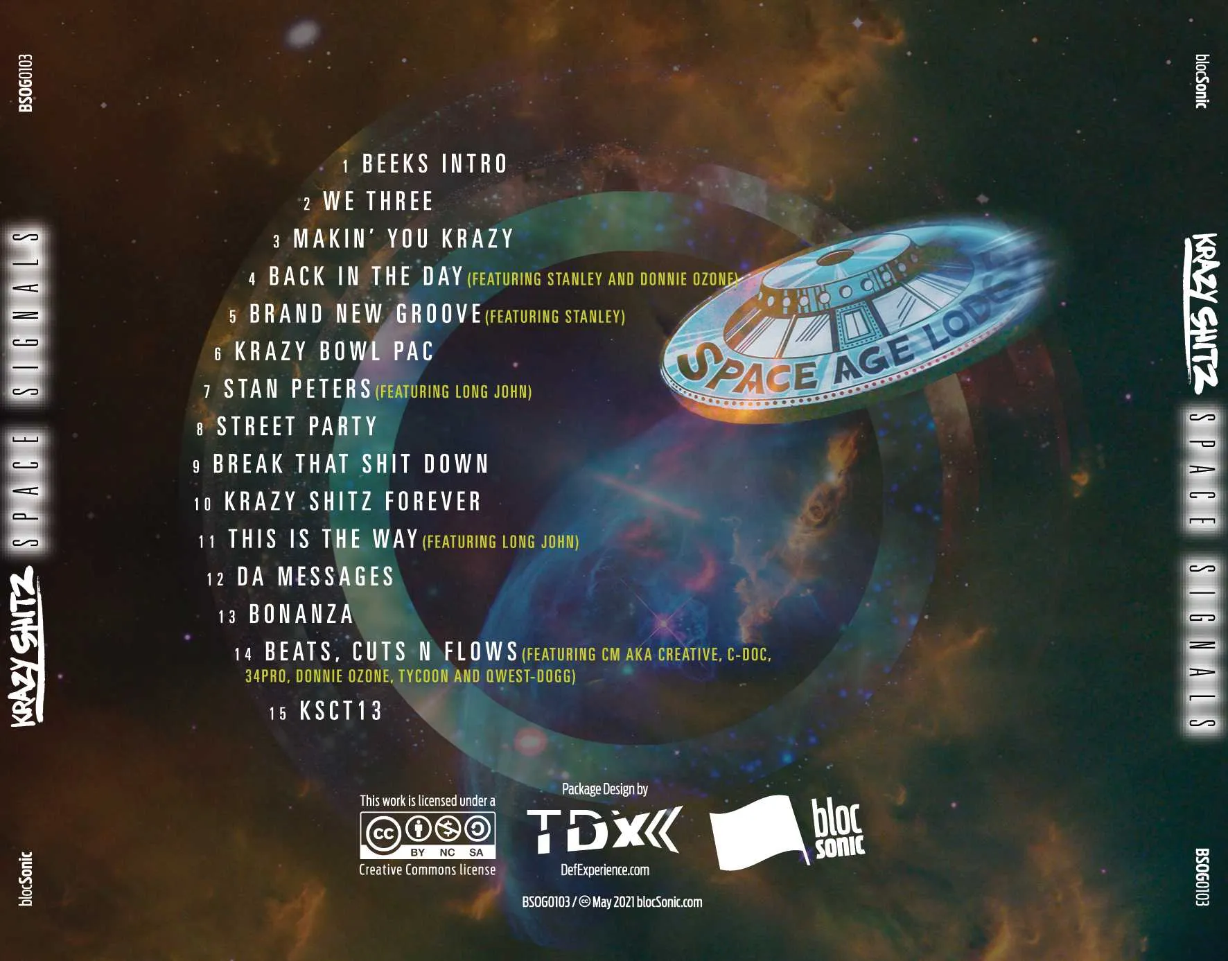Album traycard for “Space Signals” by Krazy Shitz