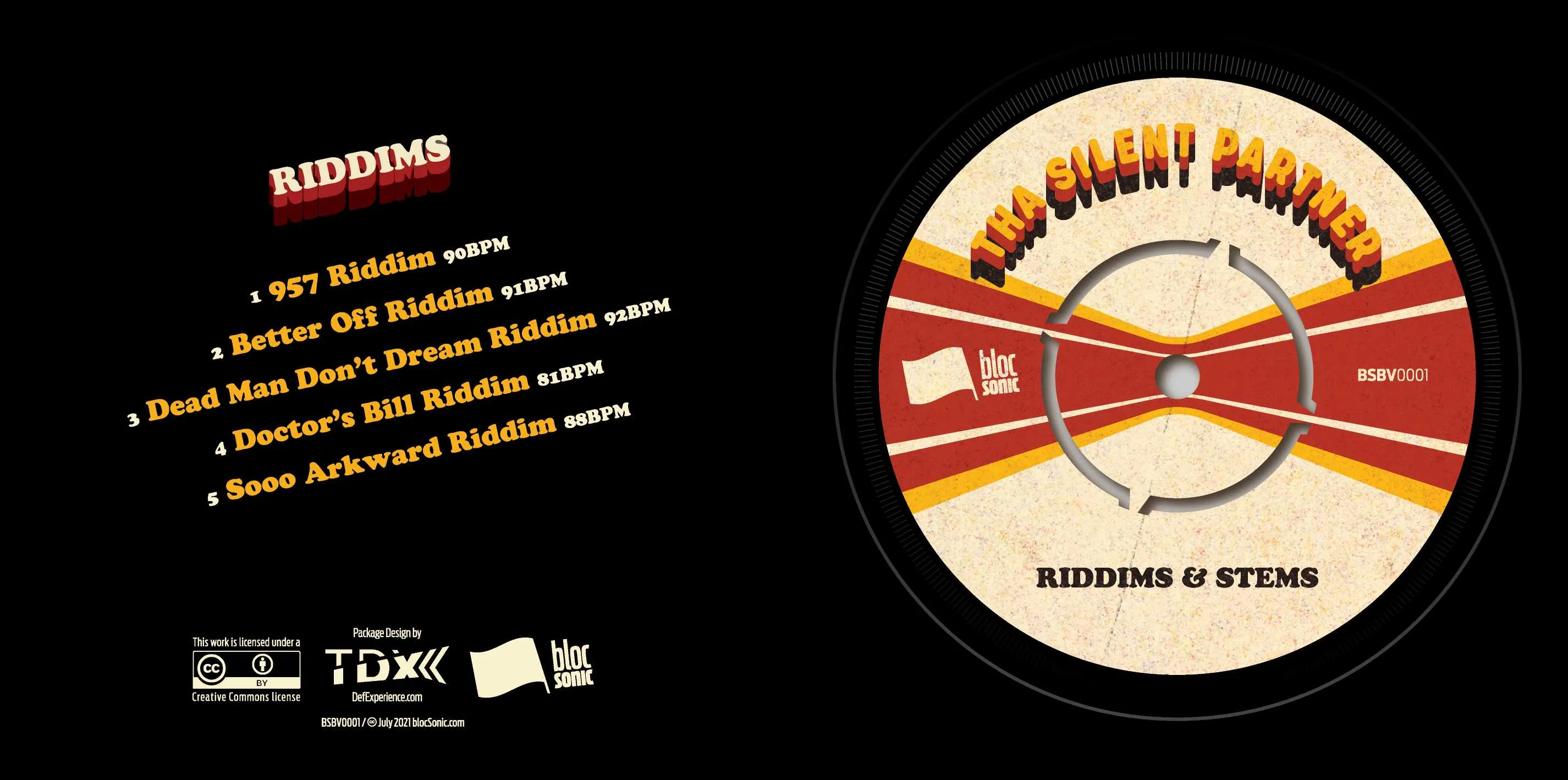 Album insert for “Riddims &amp; Stems” by Tha Silent Partner