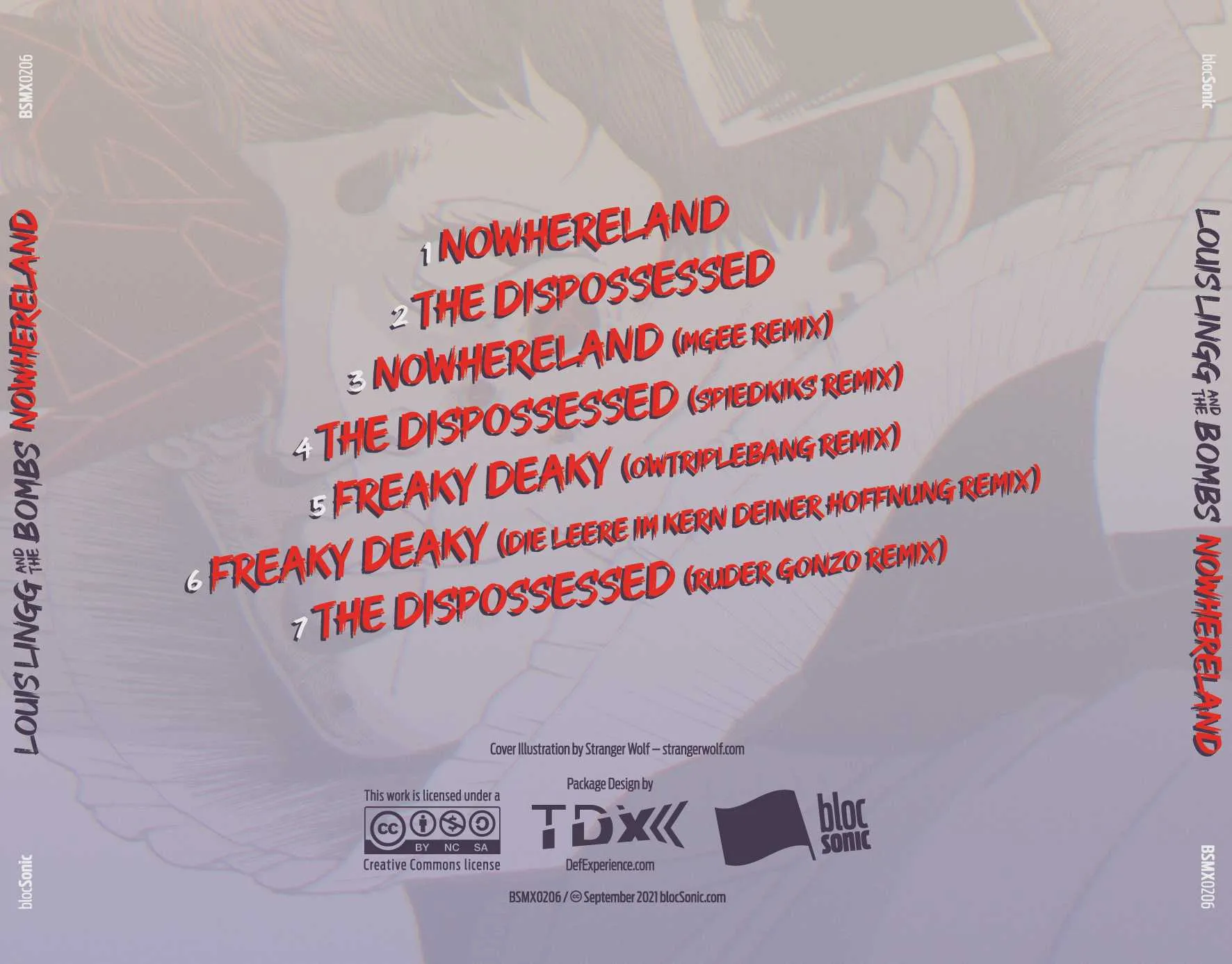 Album traycard for “Nowhereland” by Louis Lingg and The Bombs