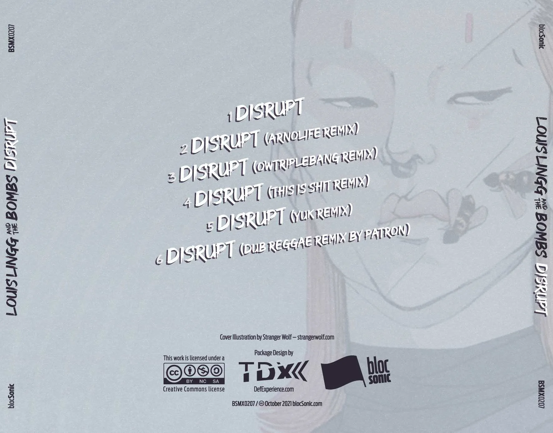 Album traycard for “Disrupt” by Louis Lingg and The Bombs