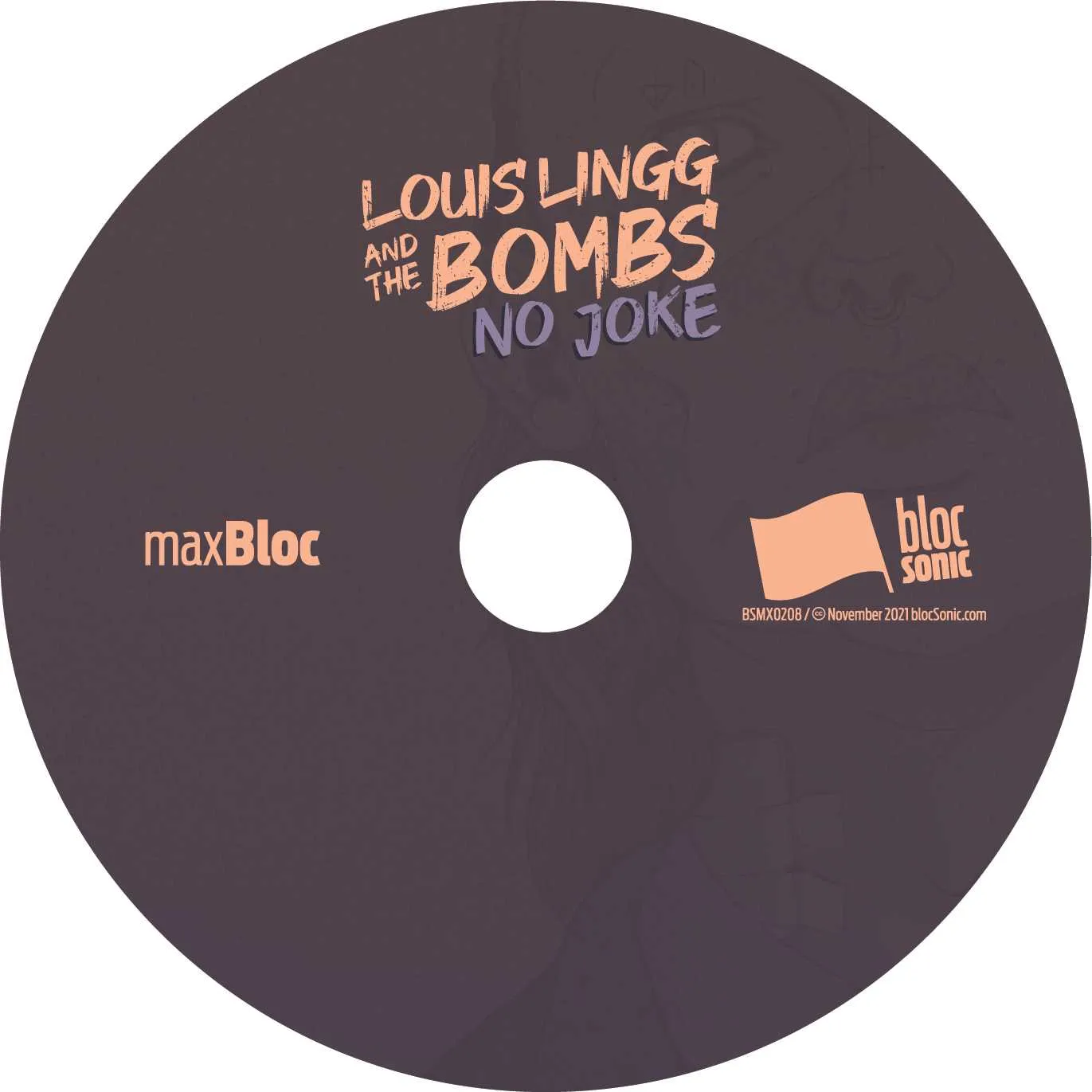 Album disc for “No Joke” by Louis Lingg and The Bombs