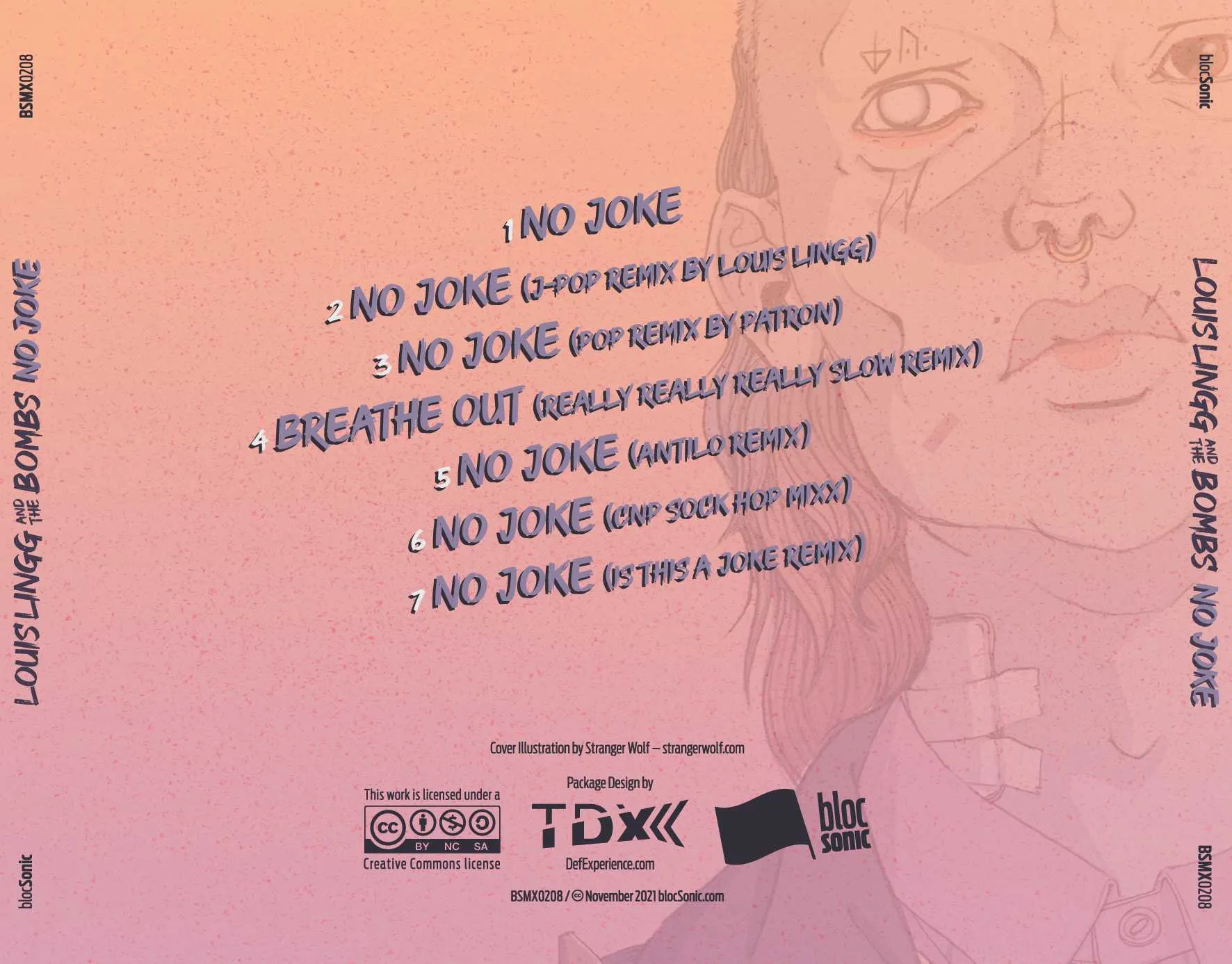 Album traycard for “No Joke” by Louis Lingg and The Bombs