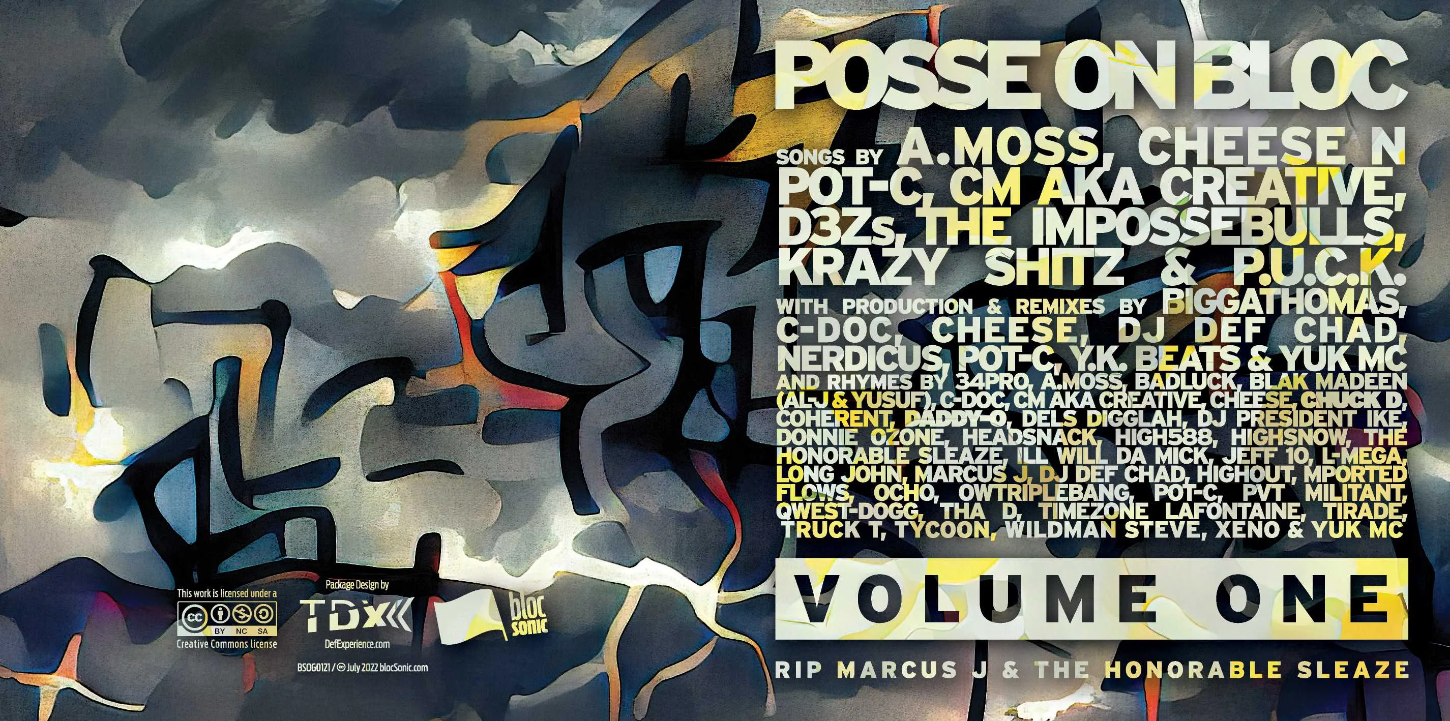 Album insert for “Posse On Bloc, Volume One (blocSonic Posse Cuts, So Far)” by Various Artists