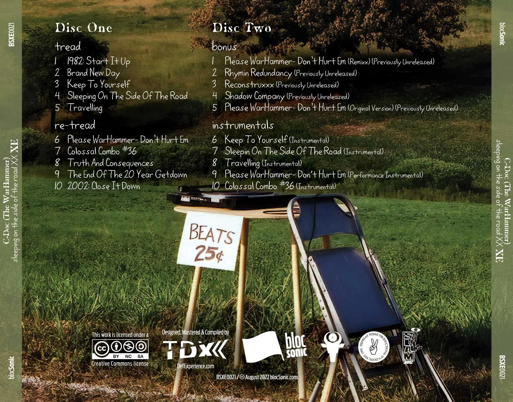 Album traycard for “Sleeping On The Side Of The Road XX XE” by C-Doc