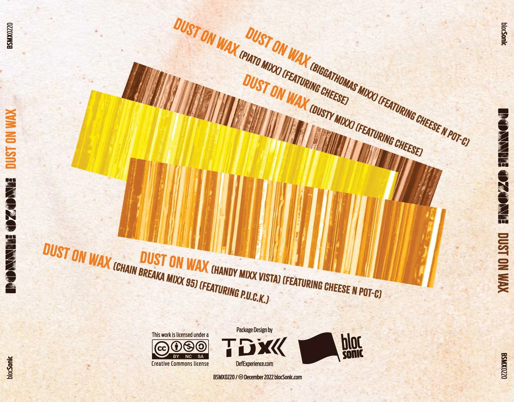 Album traycard for “Dust On Wax” by Donnie Ozone
