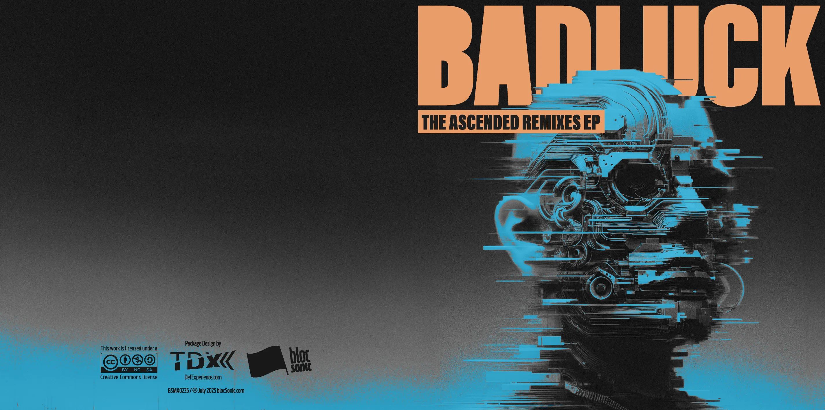 Album insert art for “The Ascended Remixes EP” by BADLUCK