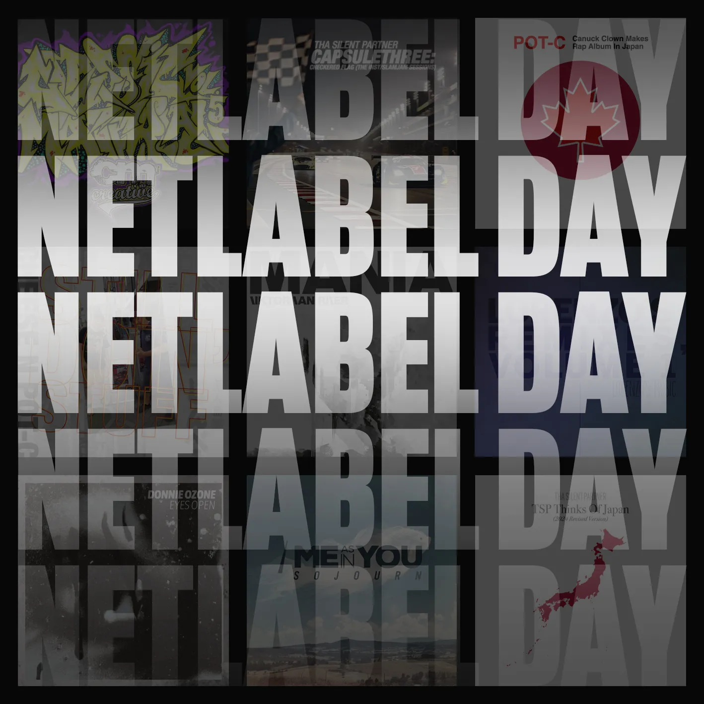 Image for article “Netlabel Day Arrives! A Day to Celebrate the Culture!” displaying the words Netlabel Day overlayed on a selection of release cover art