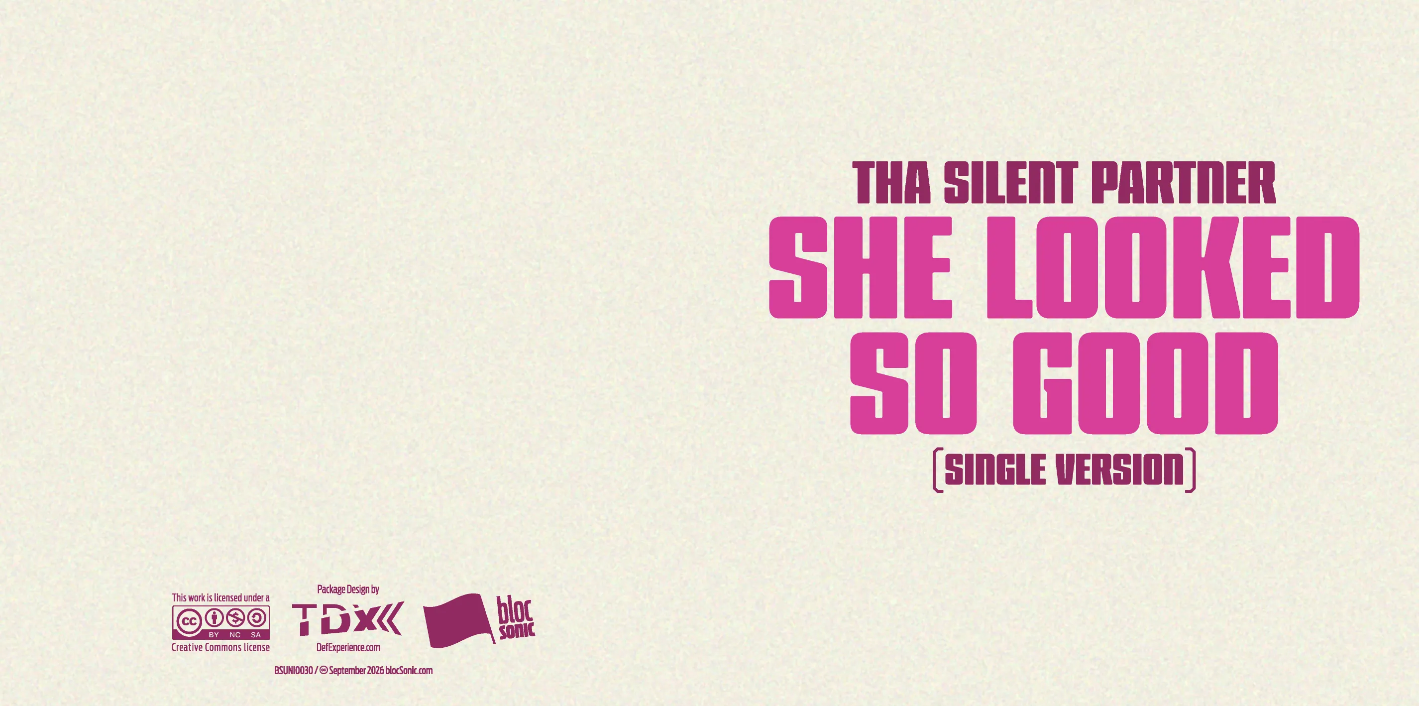 Album insert art for “She Looked So Good (Single Version)” by Tha Silent Partner